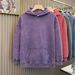 Old Washed Hooded Sweatshirt For Men With Dropped Shoulders And Thick Solid Color Hoodie_viptrois.com