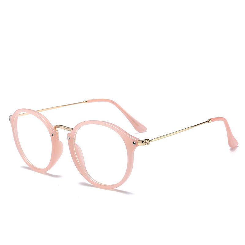 Women's Eyewear Frames Metal Round Frame Flat Glasses Anti Blue Light Glasses Internet Celebrity Student Glasses Frame Can Be Matched With Glasses_viptrois.com
