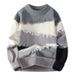 Men's Retro Knit Sweater – Thick Winter Pullover, Warm & Stylish (Light Gray/Chinese Red/Fruit Green/Yellow, M-4XL)_viptrois.com
