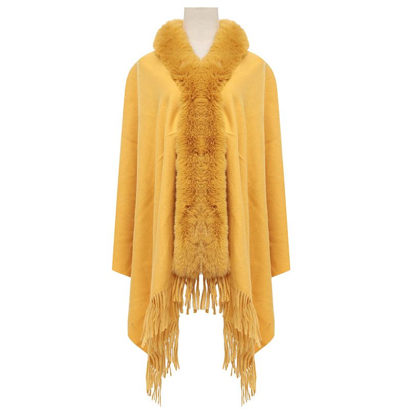 Women's Shawls Winter Fur Collar Scarf Shawl Dual Purpose Women Imitation Cashmere Shawl Thick Dress Shawl_viptrois.com