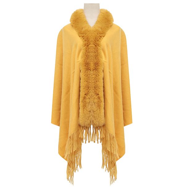 Women's Shawls Winter Fur Collar Scarf Shawl Dual Purpose Women Imitation Cashmere Shawl Thick Dress Shawl_viptrois.com
