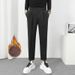 Men's Velcro Jogger Casual Pants Autumn Winter High End Fleece Lined Nine Point Dress Pants_viptrois.com