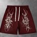 Men's American Style High Street Devil Print Drawstring Shorts Summer Trendy Hip Hop Loose Casual Sports Bottoms_viptrois.com