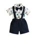 Babies' clothes summer gentleman's short-sleeved shorts lapel bow short-sleeved romper overalls suit_viptrois.com