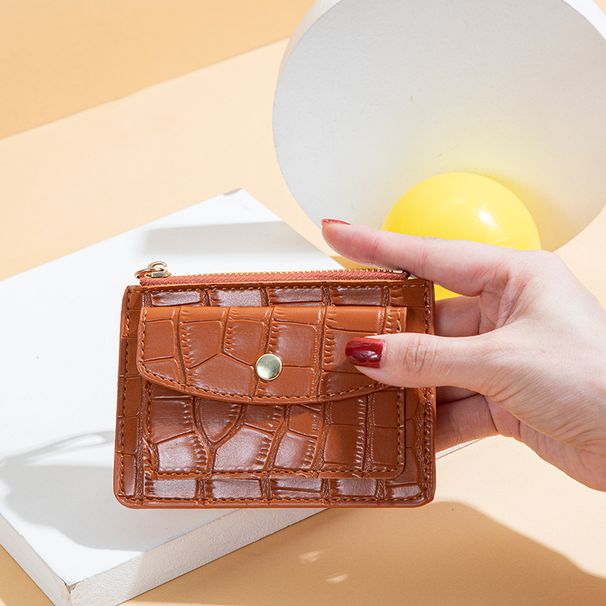 Wallet Card Cases Coin Purse Women's Short Stone Pattern Coin Bag Zipper Buckle Multi Card Slot Card Holder Coin Clip_viptrois.com