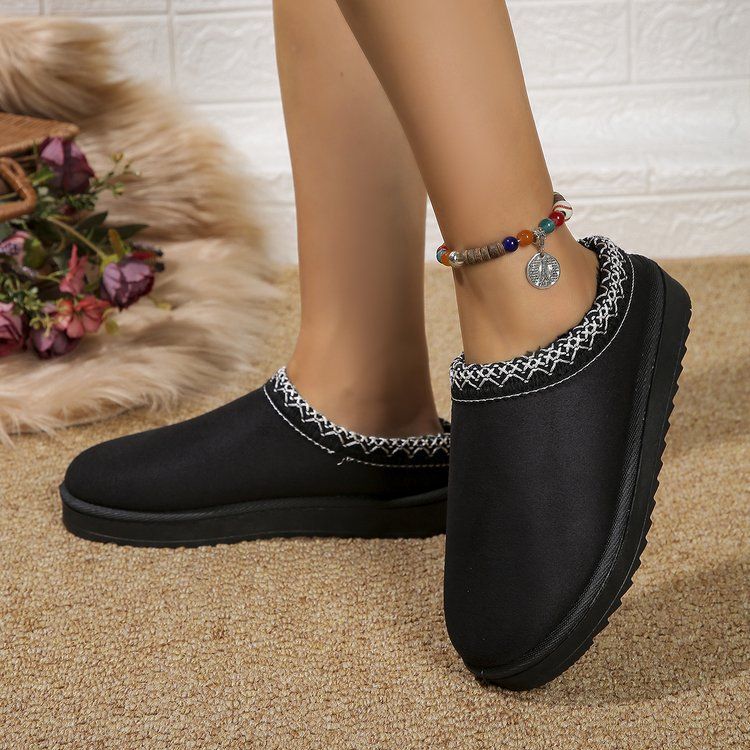 Winter new cashmere warm thick bottom heelless Baotuo hair half slipper cotton shoes_viptrois.com