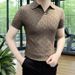 Men's Textured Knit Polo Shirt – Short Sleeve Casual Top With Contrast Collar (M-3XL, White/Black/Grey/Brown, Slim & Relaxed Fit)_viptrois.com