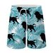Men's Floral Small Fresh Sports Cartoon Series 3D Digital Printing Casual Shorts Men's Loose Swimming Trunks White_viptrois.com
