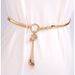 Diamond Waist Chain - Elastic Metal Belt With Fox Tassel (Adjustable, 18K Gold Plated)_viptrois.com