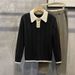 Loom European And American Style Color-Block Turn-Down Collar Trendy Brand Button Long Sleeve Knitted Men's Light_viptrois.com