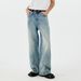 Men's Clothing 2025 Washed Blue And White Gradient Contrast Jeans Loose Casual Straight Floor Length Mid Waist Men's And Women's Trousers_viptrois.com
