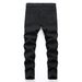 Kid's Clothing Boys' Pure Black Embroidered Ripped Elastic Denim Pants For Middle And Large Children Four Seasons_viptrois.com
