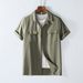 Men's Clothing Spring And Summer Cotton And Linen Short Sleeved Men's Shirt With Multiple Pockets Retro Lapel Workwear Breathable Shirt_viptrois.com