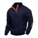 Men's Heavy Jacquard Henley Sweatshirt - American Vintage Stand Collar Button Placket, Long Sleeve Thermal Pullover For Autumn & Winter_viptrois.com