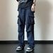 Men's Clothing Workwear Casual Pants Men Spring New Loose Straight Textured Splicing Long Pants_viptrois.com