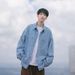 Dark Blue Denim Men Long Sleeve Spring Autumn Trendy Brand Ins Japanese Retro City Boy Workwear Shirt Jacket_viptrois.com