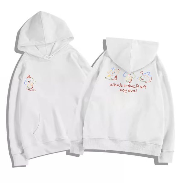 Grey Super Good-looking Cute Cartoon Puppy Sweater Men's And Women's Autumn And Winter Loose Korean Lazy Wind Hooded Jacket_viptrois.com
