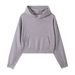 Women's Cropped Hooded Zipper Sweatshirt, Casual Loose Fit, Solid Color, Trendy Autumn/Winter Jacket_viptrois.com