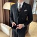 CT Men's Autumn Winter Three-Piece Business Casual Plaid Double-Breasted Lapel Suit Set Live Streaming_viptrois.com