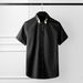 Men's Short Sleeve Machine Embroidered Rose Bud Shirt High Density Cotton Chinese Style Casual Menswear White Black Summer Wear_viptrois.com