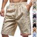 Men's Clothing Solid Color Linen Breathable Casual Shorts Pants_viptrois.com