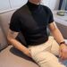 Men's Clothing Spring And Autumn New Slim Knitted Short Sleeved Bottoming Shirt T Shirt Men's Sweater_viptrois.com