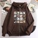 2023 Trend New Sixteen Palace Grid Cat Print Zipper Hoodie Trendy Men's Casual Loose Jacket_viptrois.com
