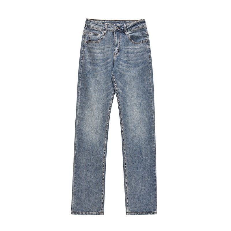Men's Clothing High Street Washed Black Jeans Straight Slim Fit Flared Retro Distressed Trousers_viptrois.com