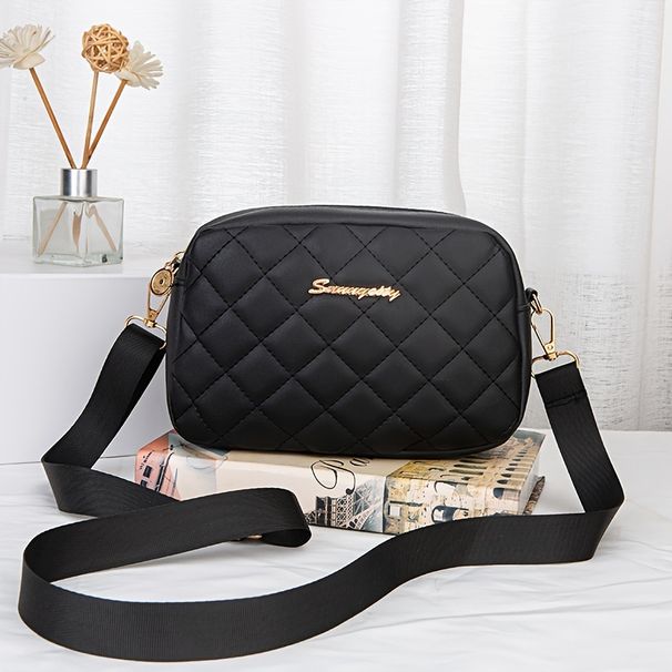 Women's Quilted Crossbody Camera Bag - Stylish Embroidery Shoulder Purse With Spacious Storage Minimalist Design For Daily Use_viptrois.com