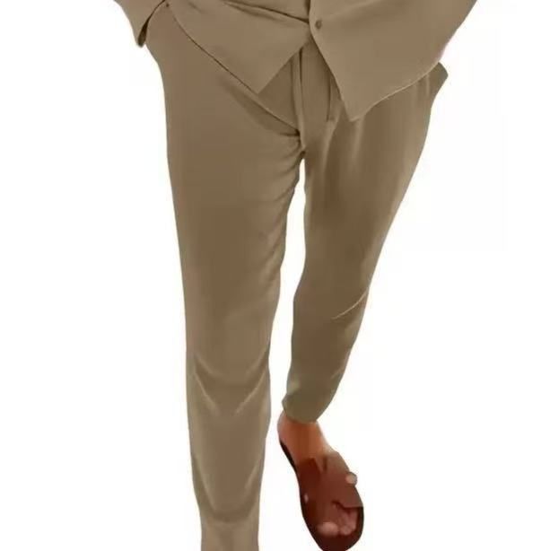 Men's Solid Color Casual Trousers - Slim Fit Versatile Pants For Everyday & Smart Casual Wear_viptrois.com
