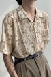 Men's Clothing Collar Design Niche Vintage Short Sleeved Floral Shirt Men Couple Vintage Retro Loose Beach Shirt_viptrois.com