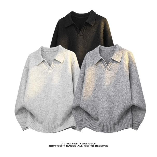 Loom Cross-Border V-Neck Men's Lazy Style Braided Slimming Long Sleeve Knitwear Women's European And American Autumn_viptrois.com