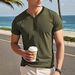 Men's Clothing Men's European And American Solid Color V Neck Breathable Perspiration Leisure Sports Light Regular Short Sleeved T Shirt_viptrois.com