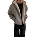 Men's Winter Faux Leather Hooded Jacket With Fur-Lined Collar, Thickened Fleece Lining, PU Coating, Fashionable Stand Collar Coat For Cold Weather_viptrois.com