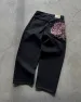 Derschutze Patchwork Cherry Blossom Embroidery Denim Pants Y2k Vintage Women Baggy Straight Wide Leg Jeans Street Men_viptrois.com