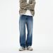 Men's Autumn/Winter Elastic Jeans 441g Straight Leg Loose Fit Imperial Blue Long Pants Versatile Mid Waist Slight Stretch_viptrois.com