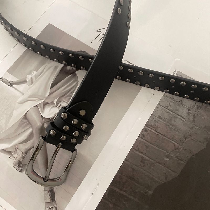 White Punk Style Y2K For Women New Summer Rivet Women's Versatile Decorative Jeans Wide Belt_viptrois.com