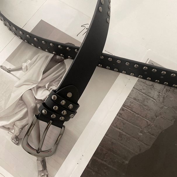 White Punk Style Y2k Retro Belt Women's New Summer Rivet Women's Belt Versatile Decorative Jeans Wide_viptrois.com