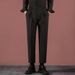 Men's Slim Straight Business Casual Trousers Anti Wrinkle Black High Grade Drape Nine Point Small Suit Trousers for Business_viptrois.com