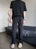 Men's Drape Straight Slim Casual Pants – Lightweight Polyester, Flared Bootcut Design, Breathable & Non-Iron (Black/Greyish/Opalescent, Sizes S-XL_viptrois.com
