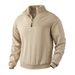 Men's Clothing Retro Casual Stand Up Collar Zipper Pullover Loose Knitted Heavy Stitching Jacquard Autumn And Winter Long Sleeved Sweatshirt_viptrois.com