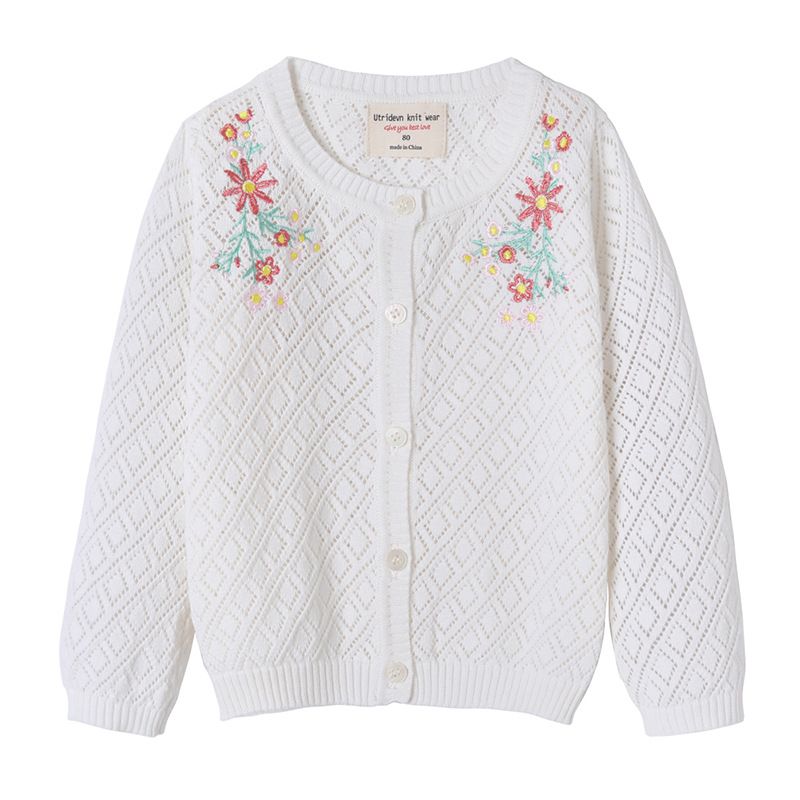 2021 Thin Children's Clothing Embroidered Hollow Cotton Children's Sweater European And American Foreign Trade Girls Knitted Cardigan Jacket_viptrois.com