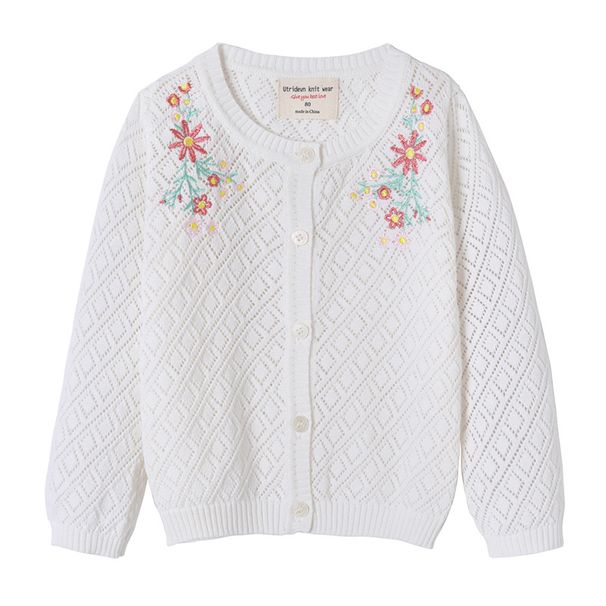 2021 Thin Children's Clothing Embroidered Hollow Cotton Children's Sweater European And American Foreign Trade Girls Knitted Cardigan Jacket_viptrois.com