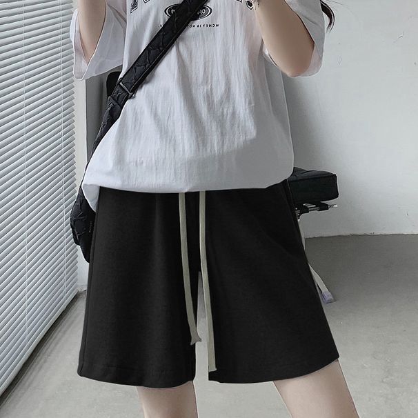 Men's And Women's Summer Casual Shorts Thin Loose Straight Leg Solid Color Versatile Basic Five Point Pants_viptrois.com