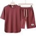 Men's Clothing New Casual Sports Suit Men's Short Sleeved T Shirt Trendy Brand Five Point Shorts Loose Hong Kong Style Two Piece Suit_viptrois.com
