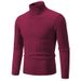 Slim Fit Knit Sweater For Men - High Neck Pullover With Jacquard Detail, Minimalist Casual Style_viptrois.com