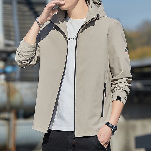 Jacket 2025 Spring New Simple Hooded Jacket Trend Korean Version Youth Casual Top Men's Clothing_viptrois.com