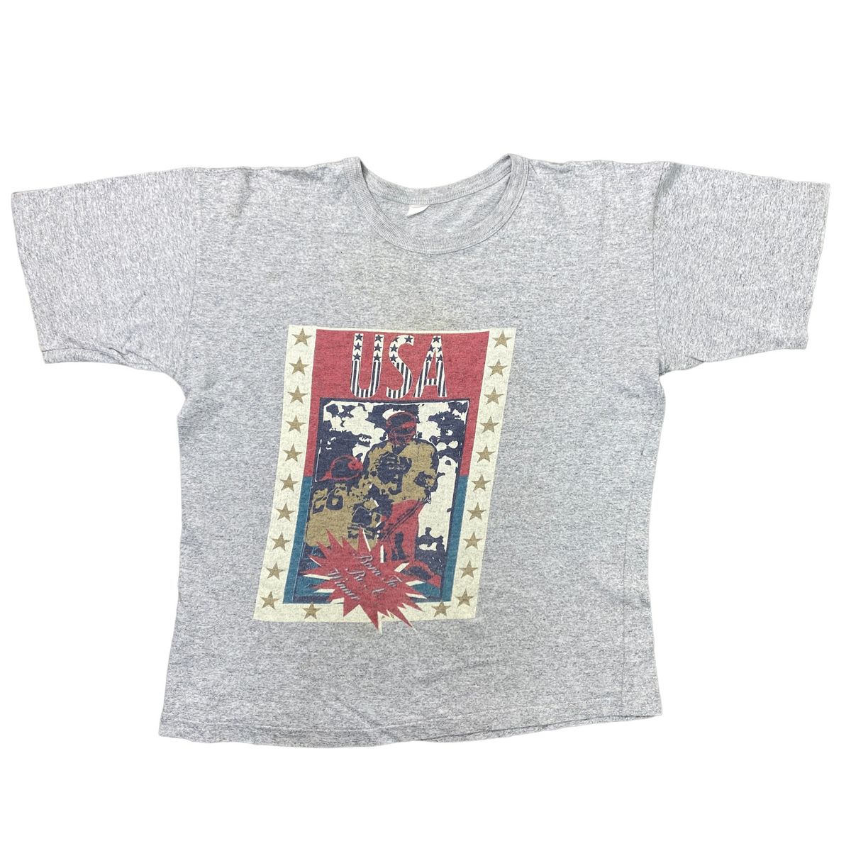 USA Graphic T-Shirt Mens Womens Tees Top Big Logo Vintage Single Stitch Grey Mens_viptrois.com