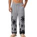 Men's Clothing Men's Loose Straight Leg Linen Trousers Style All Seasons Hawaiian Beach Vacation Casual Printed_viptrois.com