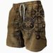 Men's Tropical Flamingo & Geometric Print Shorts – Lightweight Quick-Dry Summer Beach Pants With 3d Digital Design (Extended Sizes, Stretch Fit)_viptrois.com